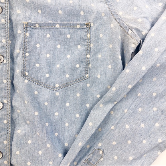 Madewell Dotted Chambray Long Sleeve Shirt Sz XS - Picture 7 of 8